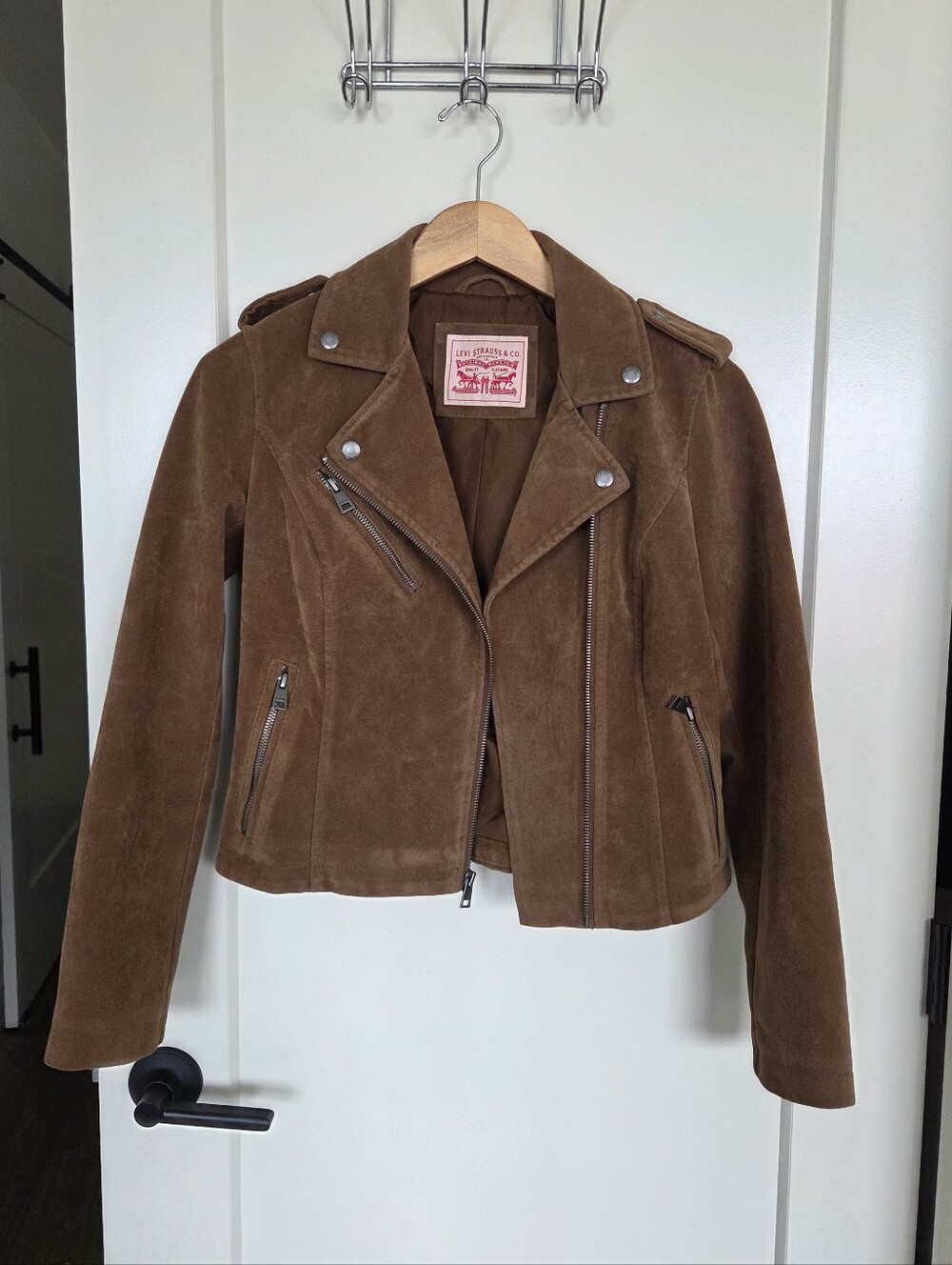 Levi's Brown Canvas Moto Jacket with Zip Details